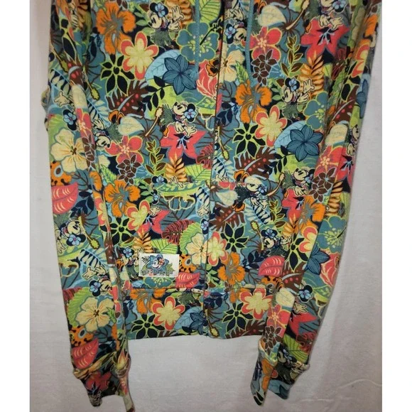 Walt Disney World Minnie Mouse Hawaiian Floral Colorful Hoodie Sweatshirt Medium - Picture 4 of 14